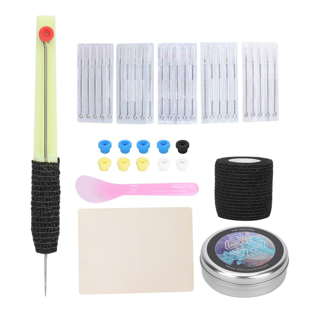 Professional Tattoo Pen Kit Tattoo Marker Needles Repairing Cream Bandage Set 15g