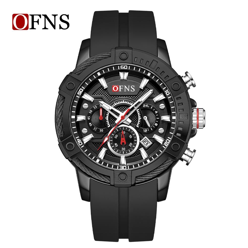 

OFNS Fashionable Men s Quartz Watch Three Eye Six Pin Calendar Waterproof Night Light Fashionable Men s Wristwatches