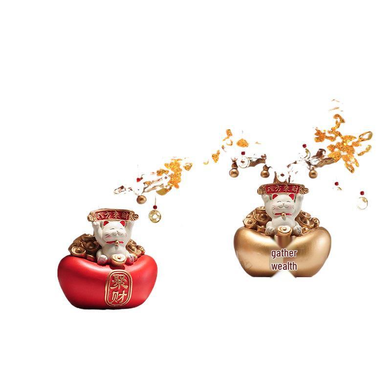 Fortune Cat Money Tree Figurine - Office, Shop, Reception & Housewarming Decoration
