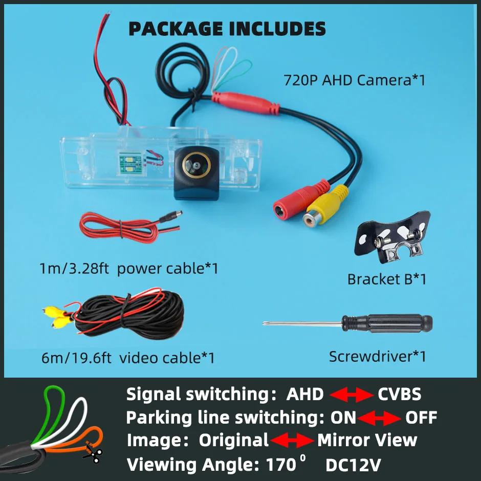 

Камера заднего вида Парковочная камера 170° Рыбий глаз AHD1080P/720P или CVBS Безопасность парковки Светодиод подсветки номерного знака Для BMW 120i