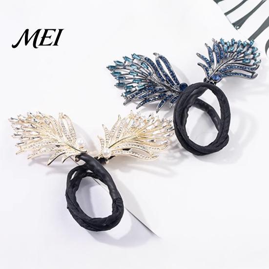 Safe Hairpin for Active Use Hair Bun Pin, Blue Feather Decor Maker Hairpin, Metal Fitness Accessories Construction Accessory Work Gym Dance