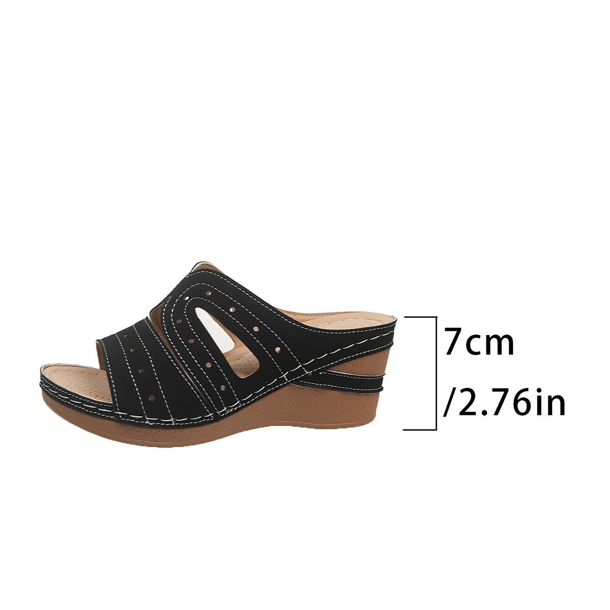 

Большие тапочки с покатым каблуком, европейская и американская мода, рыбий рот, толстое дно, импортные, классные тапочки, полые, дышащие, женские классные тапочки 43 чёрный