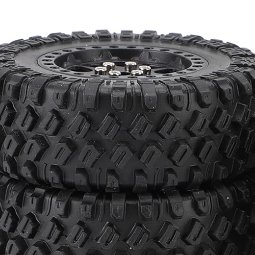Ongwan RC Wheel Tires, Rubber, Durable, for Remote Control Cars, Compatible with MN82 LC79, Enhanced Traction, Stylish Design, Easy Installation (Blac