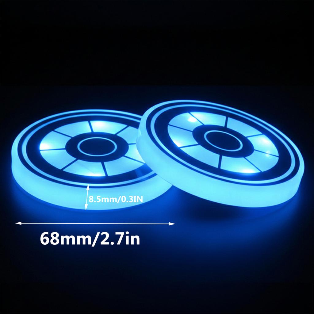2PCS LED Car Cup Holder Light  3 Mode 7 Color Conversion  Rechargeable Cup Holder With Brightness And Vibration Sensors  Cool Car Accessories  Gaming