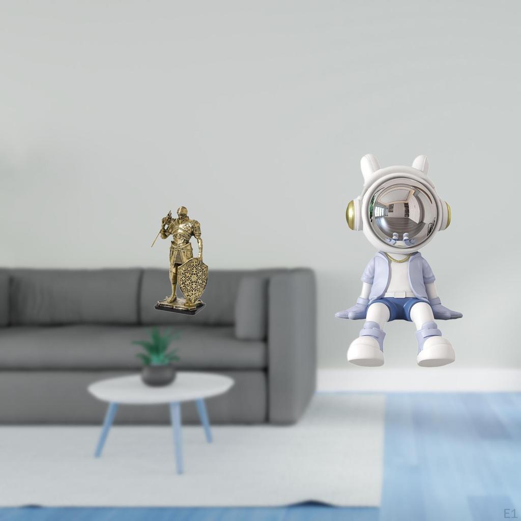 Nordic Art Astronaut Knight Resin Figurine Abstract Sculpture Ornament for Desk Cabinet Office Table