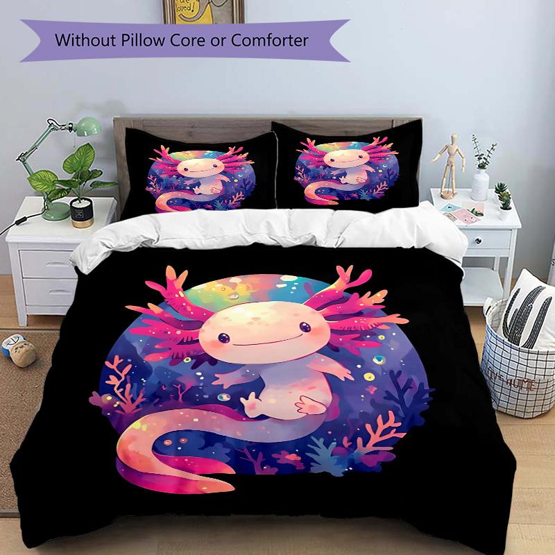 

3pcs Cute Axolotl Print Cover Set Ultra Soft, Breathable, and Comfortable Bedding with Stylish Design for Bedroom and Guest Room Decor 1 Cover an 135x200cm