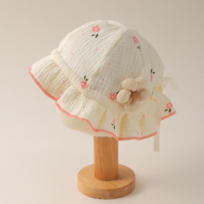 Sweet Spring & Autumn Flower Bucket Hat for Baby Girls