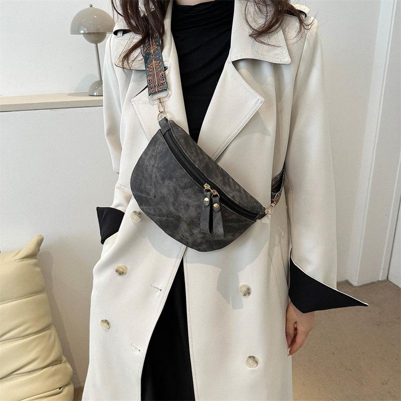 Women's PU Leather Waist Bags Stylish Hobo Solid Color Shoulder Satchel Luxury Designer Chest Bag