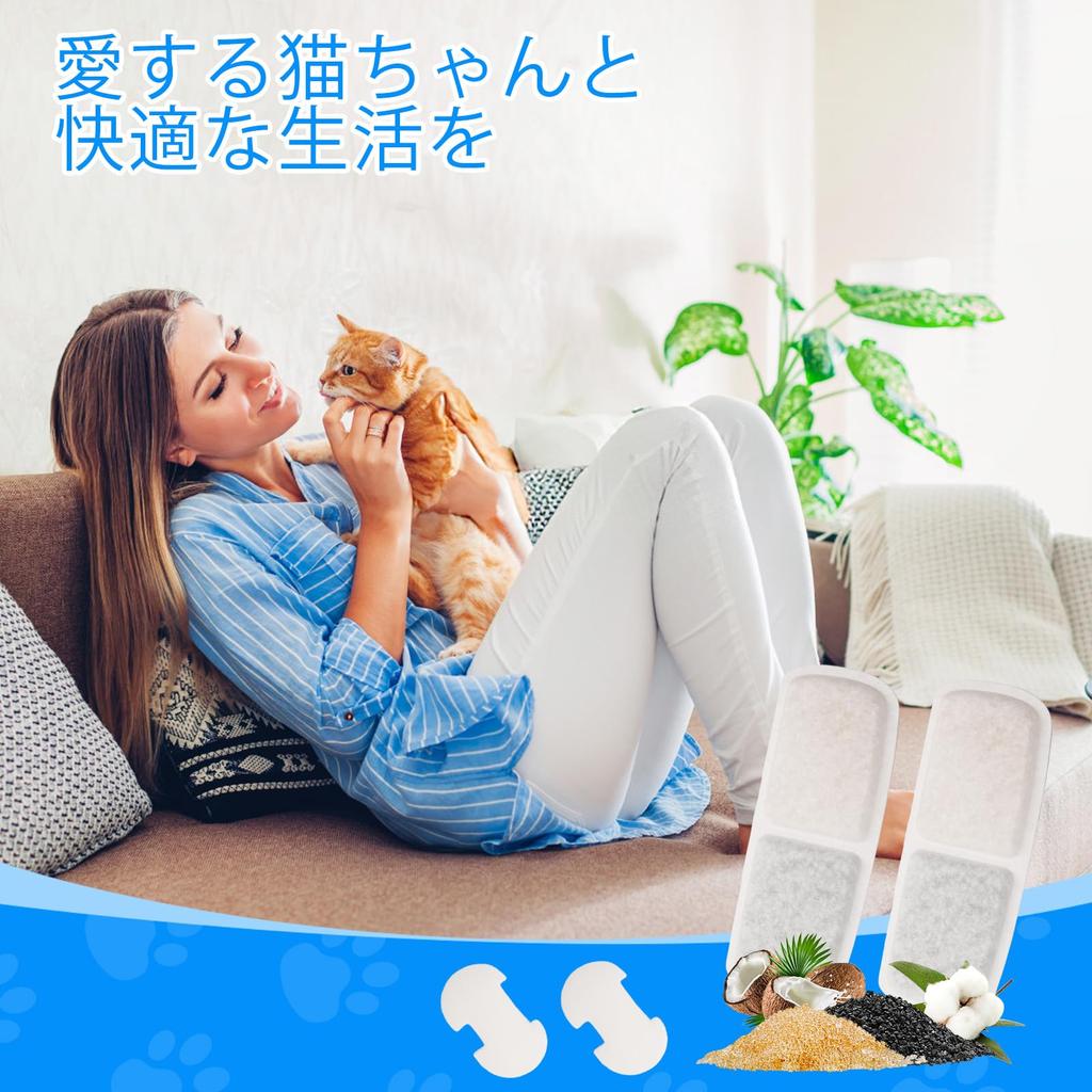 Cunina 8-Piece Set of 4L Replacement Filters for FEELNEEDY Automatic Cat Water Fountain (FN-W07) with Replacement Sponges