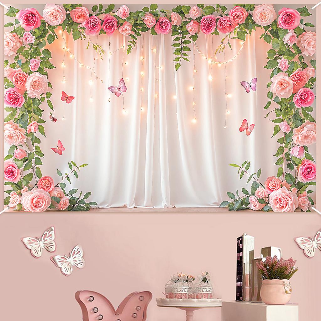 Butterfly Background Birthday Party Decor Kids Adult Wedding Valentine's Day Birthday Party Supplies Baby Shower Photo Backdrop