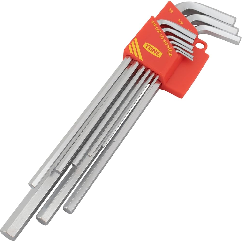 TONE Long Hex L-Wrench Set ALB900 Inch 9-Piece Tool Set