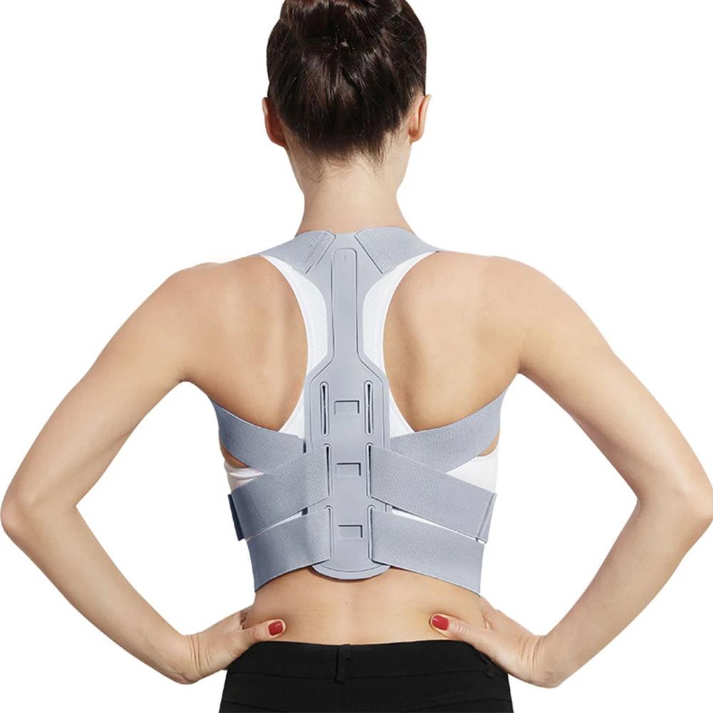 

BEPAN Invisible Back Posture Corrector Back Band Brace Extended Support Belt Adjustable Back Spine Lumbar Posture Correction For Women L size сірий колір