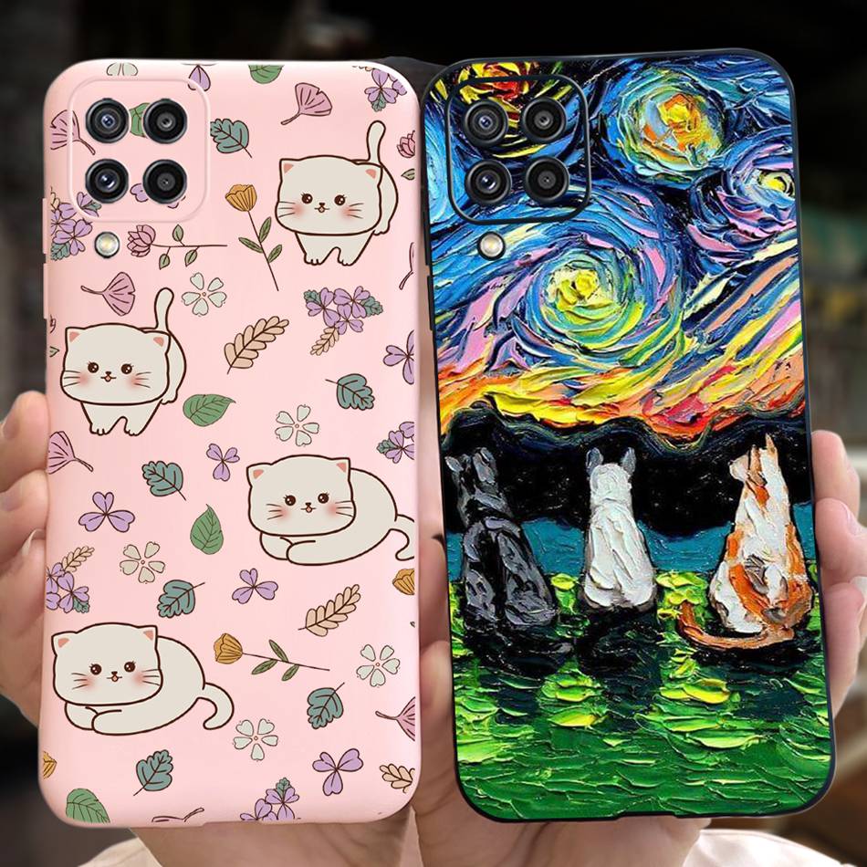 Custodia per Telefono Samsung Galaxy M22 Samsung M22 F22 SM-M225F E225F Gatto Carino Cartone Animato Colore Caramella Silicone Morbido Copertura Posteriore