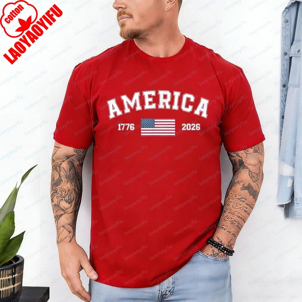 250 America Years of Independence for Everyone TShirt Patriotic Personage Vintage Simple Casual Style Tops Camisetas for Mans