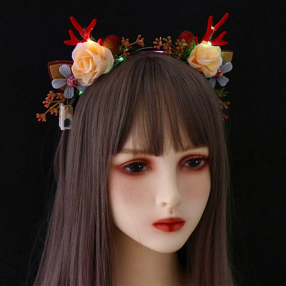 Korean Style Hair Accessories Photo Props Christmas Hair Hoop Fairy Deer Ear Glowing Headband Women Hair Wear Elk Ears Headband