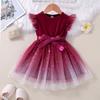 Girls' Fashionable Star-Print Dress: Sweet Summer Tulle Princess Dress for Kids