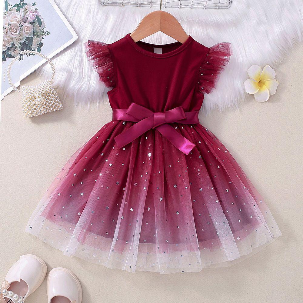 Girls' Fashionable Star-Print Dress: Sweet Summer Tulle Princess Dress for Kids