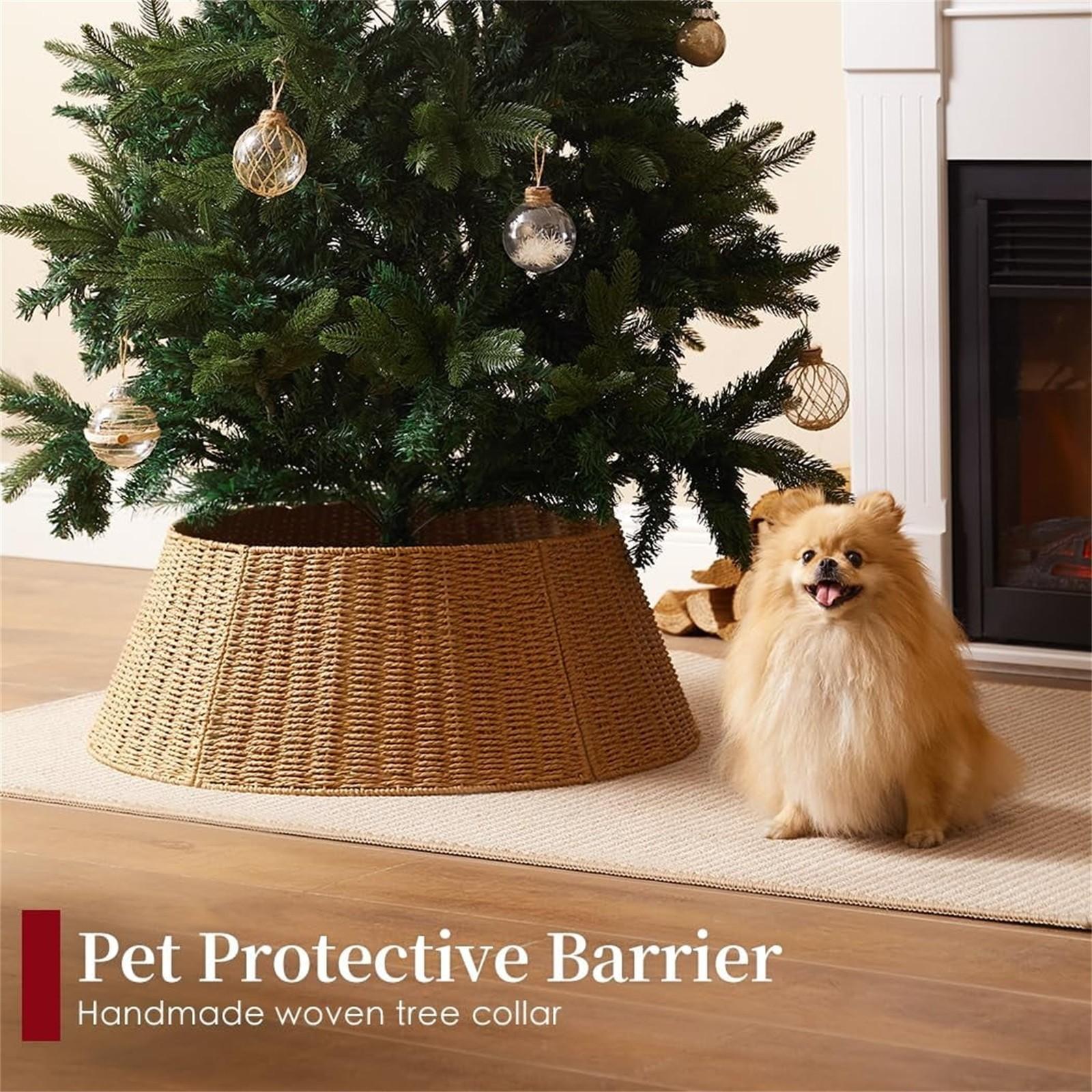 Деревенский воротник для рождественской елки 28 дюймов плетеная плетеная основа — фото 3