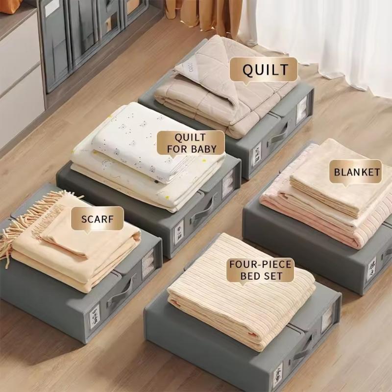 Scatola Contenitore Organizer per Set Lenzuola Finestra Pieghevole in Tessuto con Cerniera Scatola Organizer per Coperte Organizer per Armadio Letto