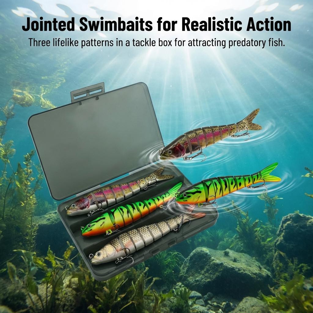 14cm 8-Joint 3-Pack Fishing Lures Set Durable ABS Hard Bait for Freshwater Predator Fishing