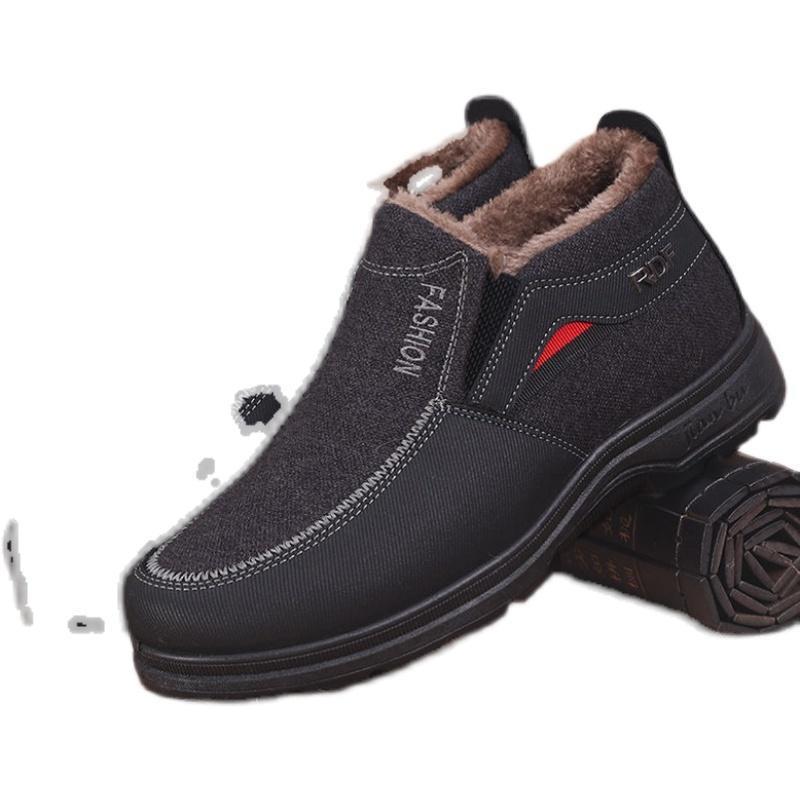 Winter Old Beijing Cloth Shoes Men's Cotton Shoes Warm and Velvet Middle-aged and Elderly Father Shoes Non-slip Soft Sole Thickened Elderly Men's Shoe