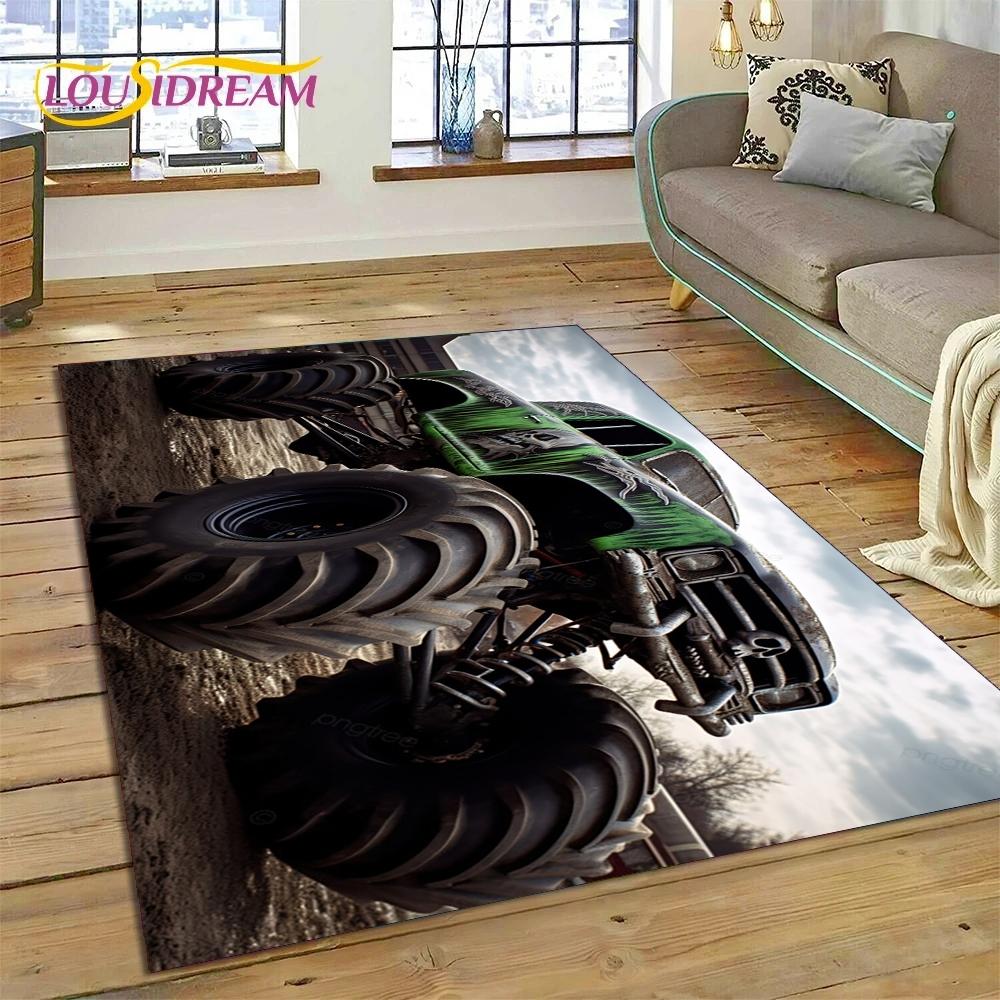 Monster Truck Monster Jam Cartoon Rug Carpet for Living Room Bedroom Home Decor,Floor Mat Non-slip Decoration for Sofa Doormat