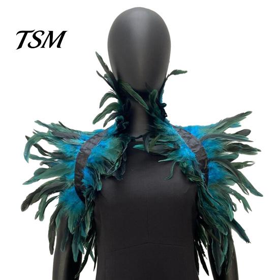 Keine Reizung Feder Schal Stola Schulterwickel Umhang Weich Verstellbar Retro Gotischer Kragen Mit Schwarzem Satinband Cosplay Party Körper Bühnenperformance
