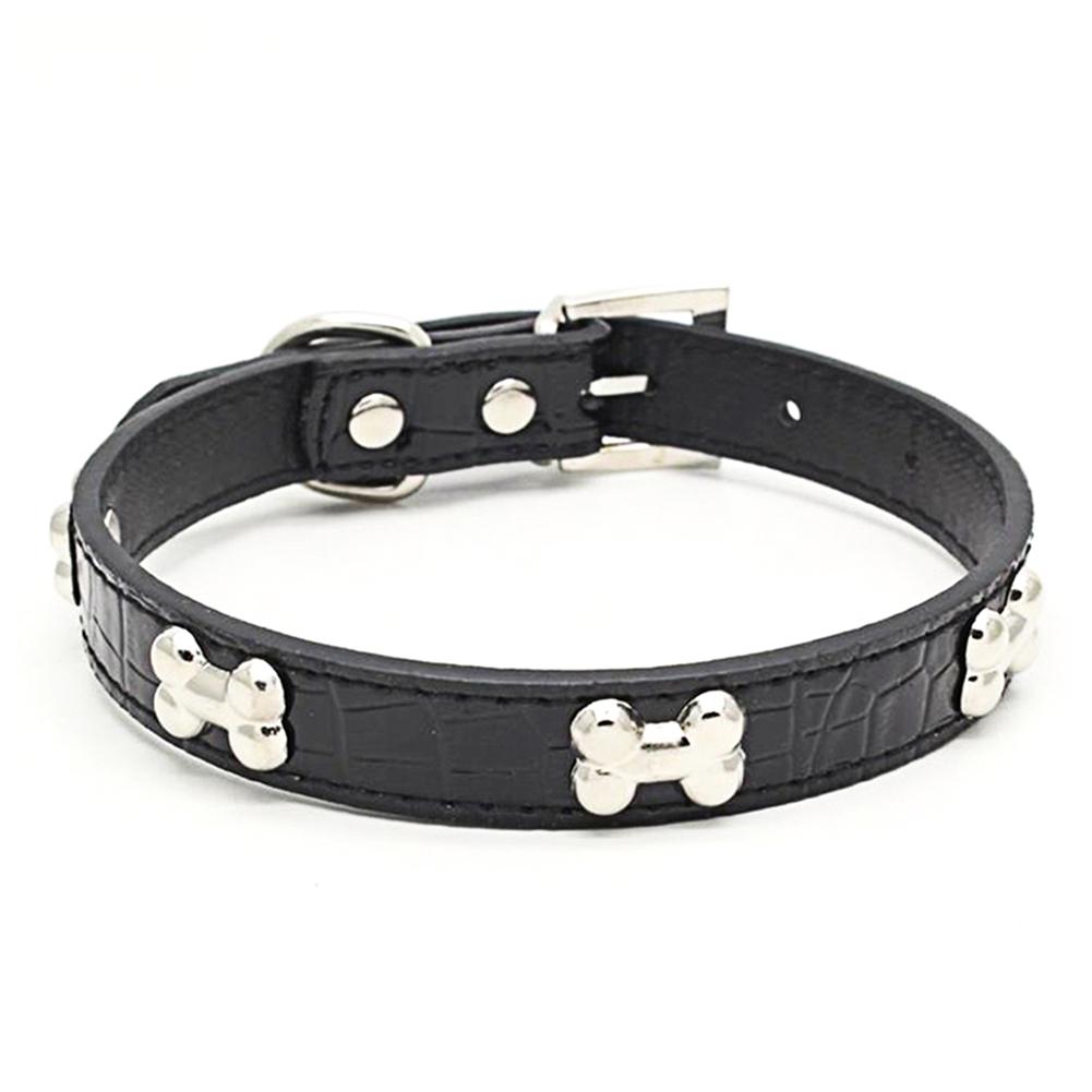 leather dog collar with bones