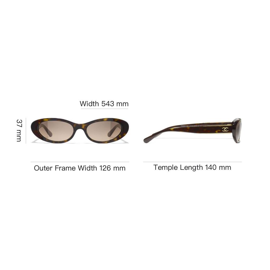 Chanel Oval Sunglasses With Decorative Temples Unisex sunglasses Tortoiseshell A71577X08101S5137