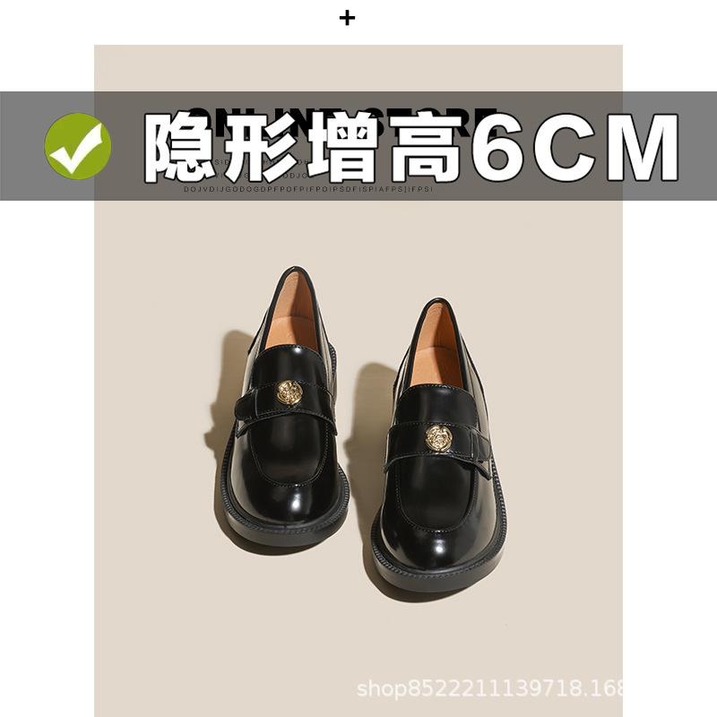Small gold coins are versatile to increase the height of single shoes, autumn and winter velvet new one-pedal middle-heeled women's shoes