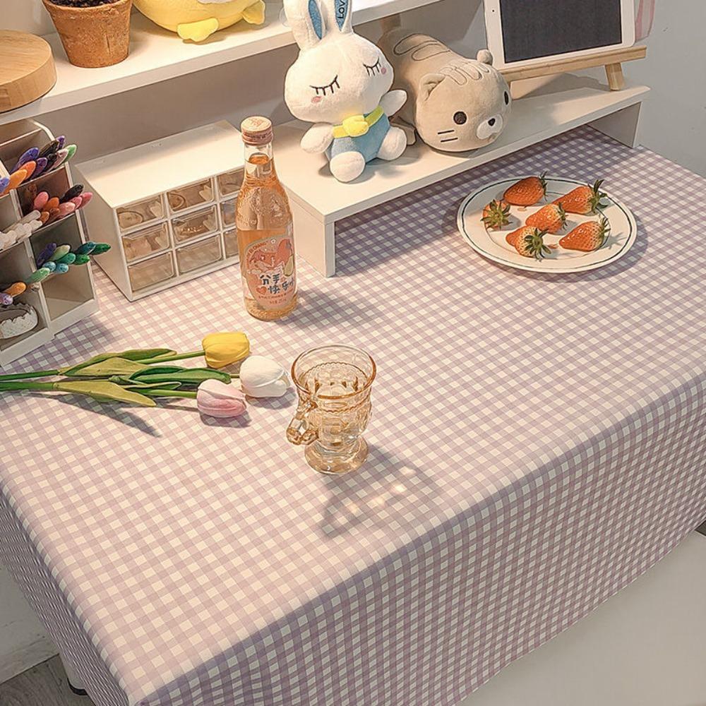 

Strawberry Plaid Tablecloth Ins Korean Background Cloth Nordic Desk Table Cloth 10