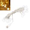 Ball String Lights Waterproof USB Port Power Supply LED Decorative Ball Lights For Bedroom Wedding Party Warm White 3m/9.8ft 20