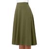 Women's High Waist Knee Length Elastic Knit A-Line Stretch Flared Casual Midi Skirt