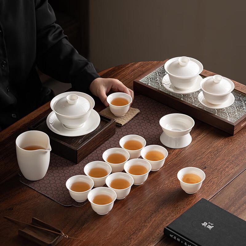 SUSHI CERAMICS Mutton Fat Jade White Porcelain Kung Fu Tea Set