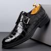 Fashion Fashion Trends Men Crocodile Pattern Leather Shoes Men Italy Style Business Dating Loafers Shoe Thick Soled Pointed Buckle Shoes