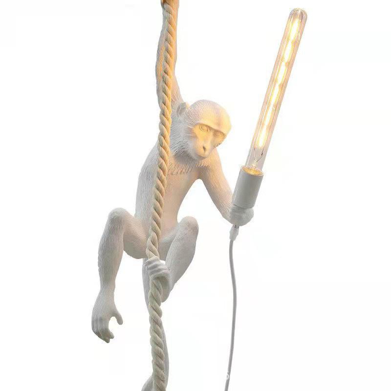 Industrial Style Monkey Lamp: Creative Hemp Rope Pendant for Restaurant, Kids' Room, or Store Display