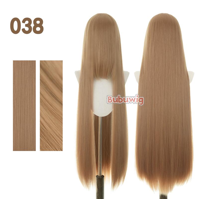 Bubuwig Synthetic Hair 100cm Long Straight Pure Color Cosplay Wigs Over 100 Colors Black White Red Blue Brown Wig Heat Resistant