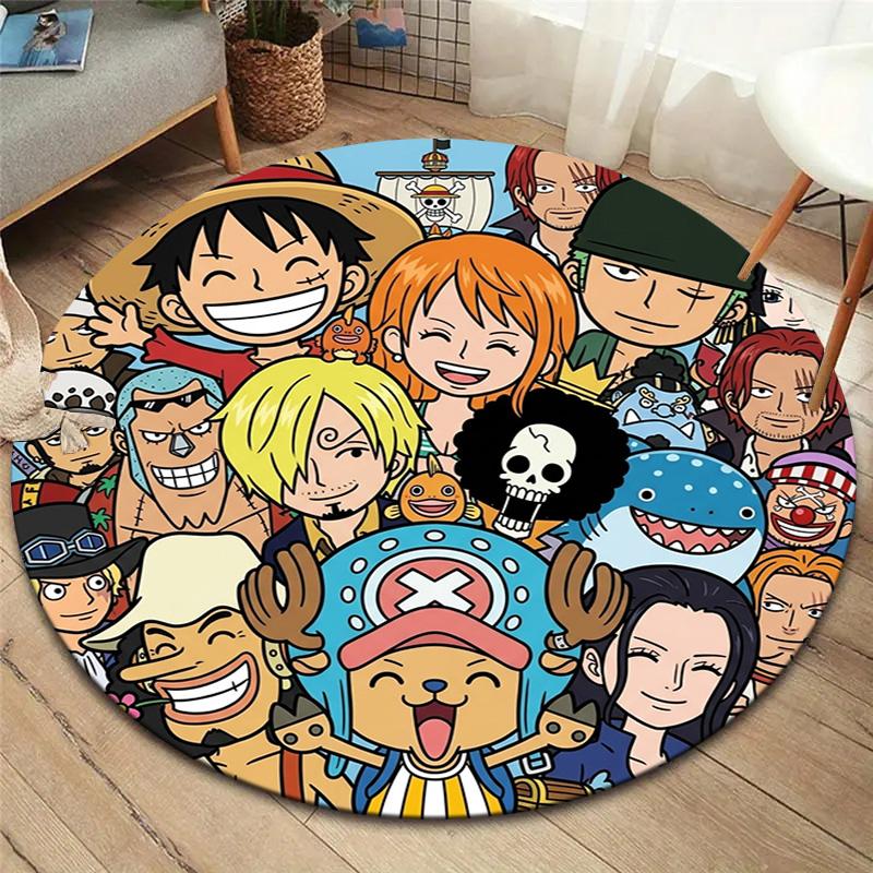 One Piece Poster Round Area Rug Carpet Rug For Living Room Bedroom Sofa Playroom Decor Nonslip Floor Mat