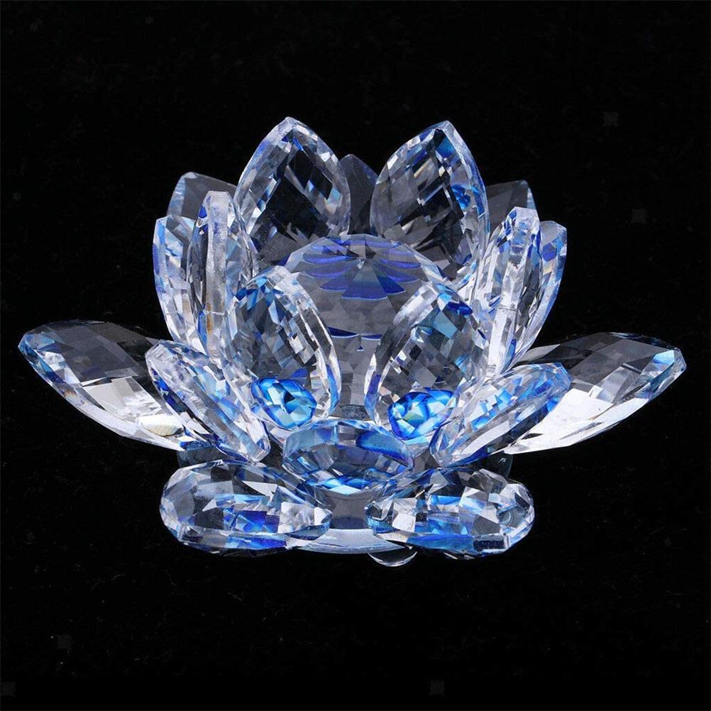Blue Crystal Lotus Decorative Ornament (80mm)
