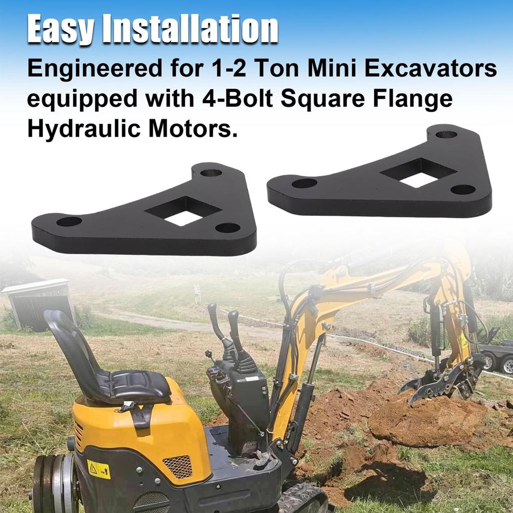 2Pcs Drive Motor Reinforcement Brackets for 1 to 2 Ton Mini Excavator 1 2 Inch Heavy Steel Flange Plate Bracket Welded