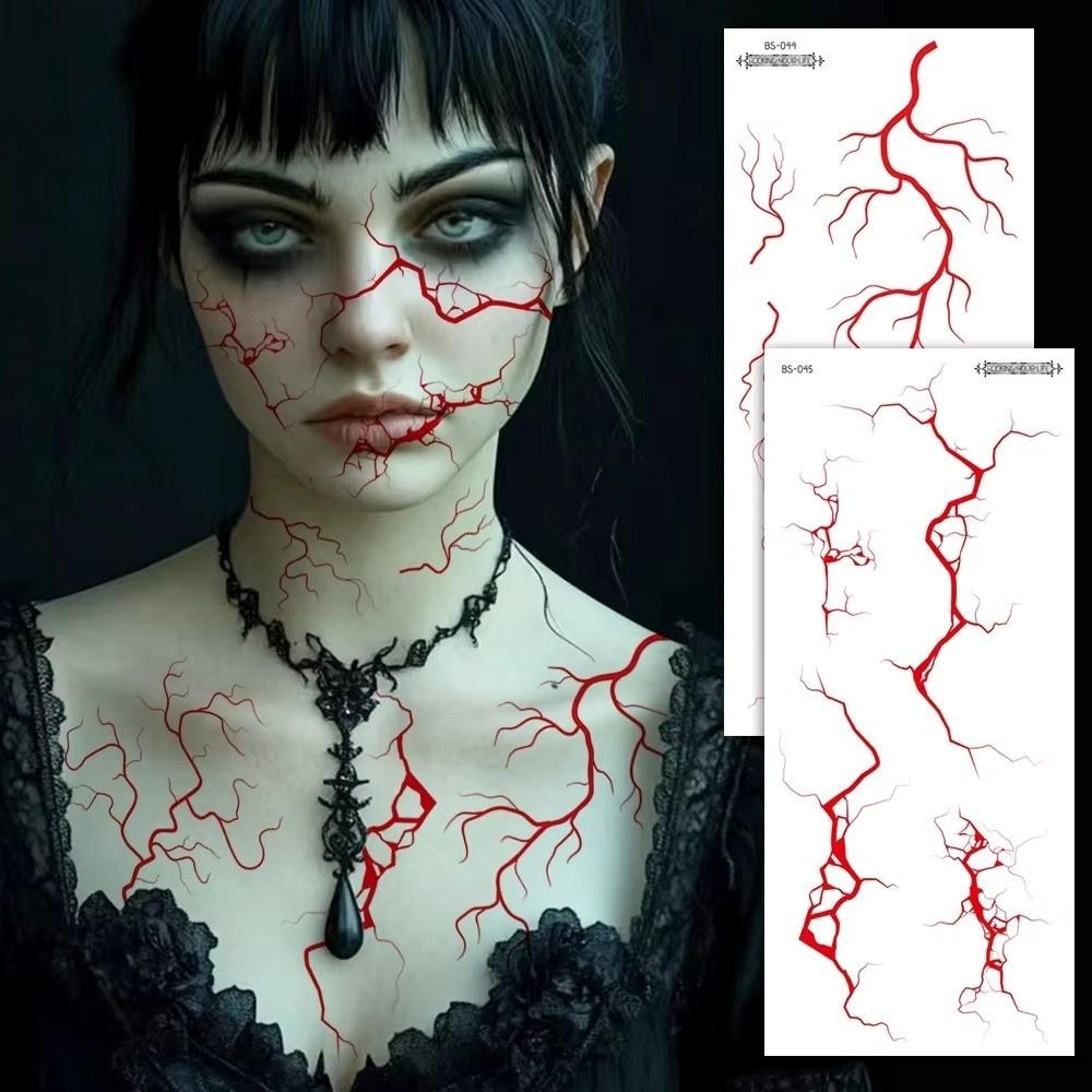 Crack Mark Temporary Tattoo Sticker Realistic Body Art Halloween Blood Vessels Tattoo Makeup