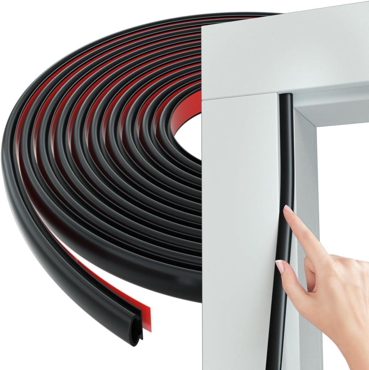 

1Roll 6m/236.22inch Soundproofing Weather Stripping D-Shape Door Seal Strip Rubber Self-adhesive Door Frame Insulation Household чорний