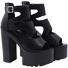 Fashion 14CM  Rome Gladiator Sandals Women Open Toe Punk Rock Gothic Thick Platform Chunky Block High Heels Sandals Ladies Shoes