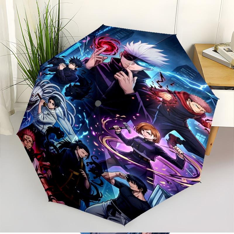 Parapluie Automatique Ouverture Fermeture Impression Demon Slayer, Parapluie Pliable Portable, pour les Trajets Extérieurs, les Voyages en Camping, Cadeau d'Anniversaire Idéal