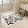 Slip Resistant Door Mat Cute Cat Bathroom Rug, Anti-Slip Absorbent Bath Washable Plush Tile And Wood Floor Kitty for Entrance Kitchen Home Decor