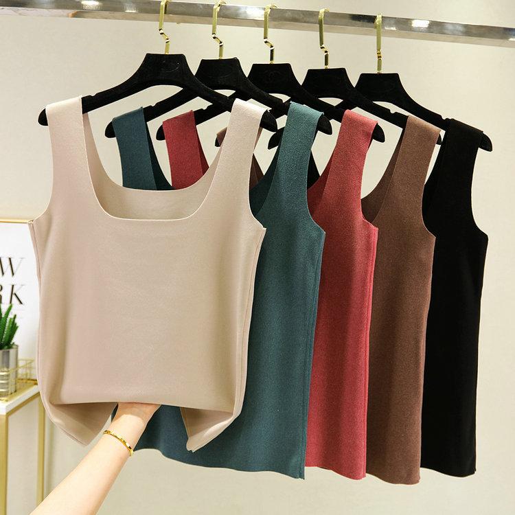 Women's Square Neck Sleeveless Tank Top Slim Fit Casual Thermal Camisole