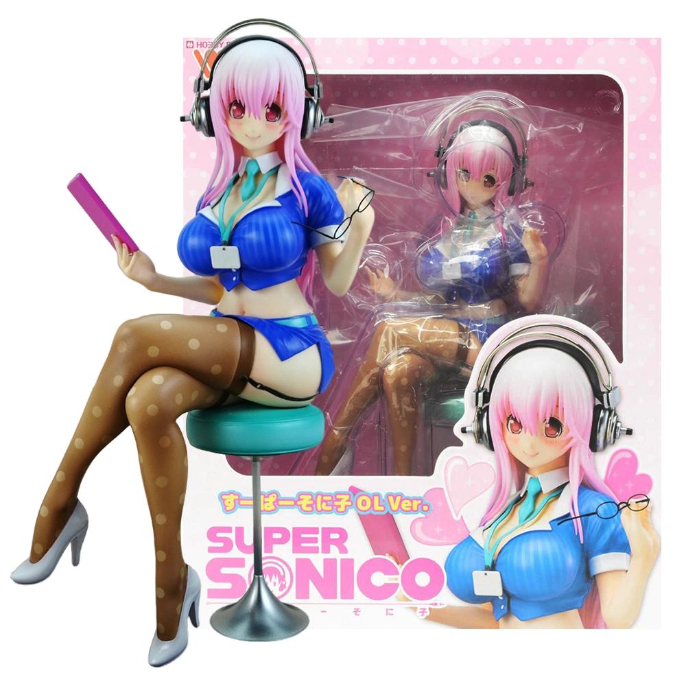 10CM Anime Figure Super Sonico PVC Action Figurine Model Toy Cake Decor Swimsuit Dress Up SoniComi Noodle Stopper Figure Gift