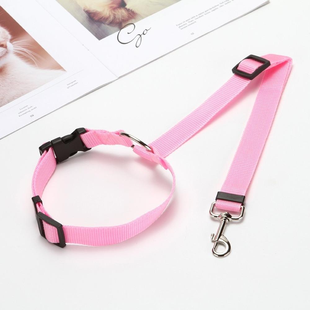 Cinturón de seguridad de coche para mascotas dos en uno, correa de plomo, cinturón de seguridad de asiento trasero, arnés ajustable para collar para perros y gatitos, accesorios para mascotas