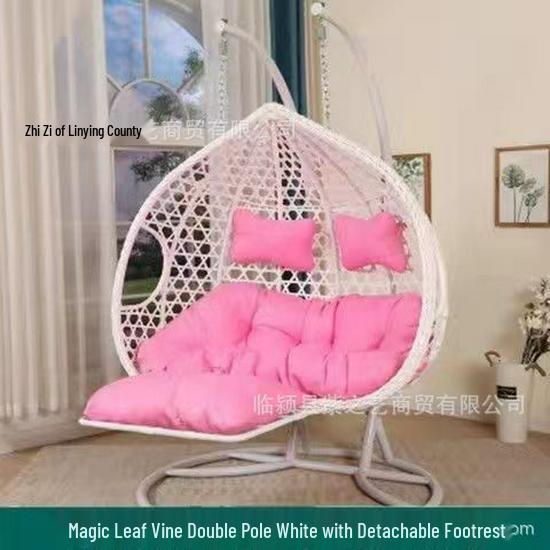 Double Wicker Hanging Basket Chair: Indoor/Outdoor Bird's Nest Swing Chair for Balcony & Leisure