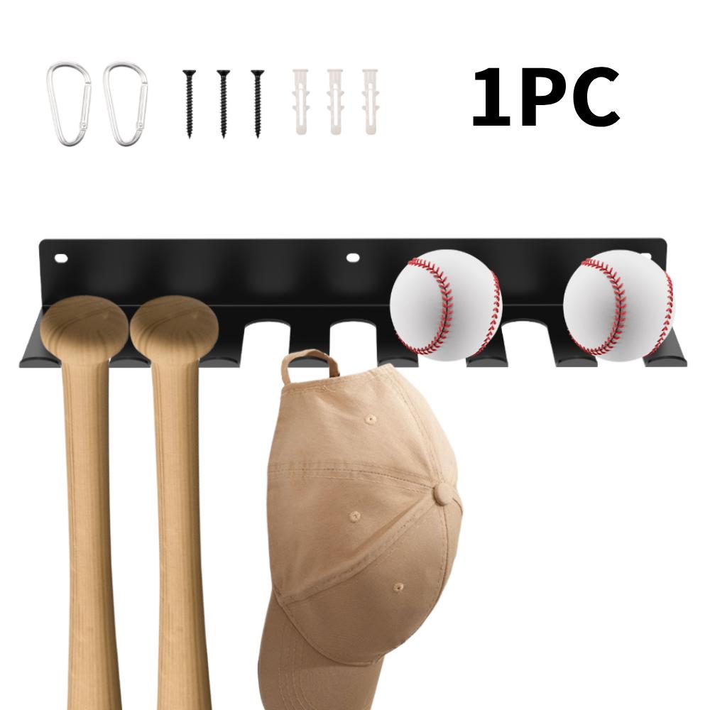 

1Pc Wall Mount Baseball Bat Rack Home Gym Sports Equipment Organizer Hanger Heavy Duty Rustproof Enduring Holder for Gloves Hats